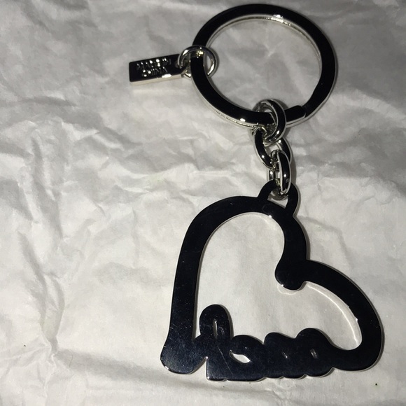 Coach Heart Script Crystal Pink Key Fob Keychain - Picture 4 of 5